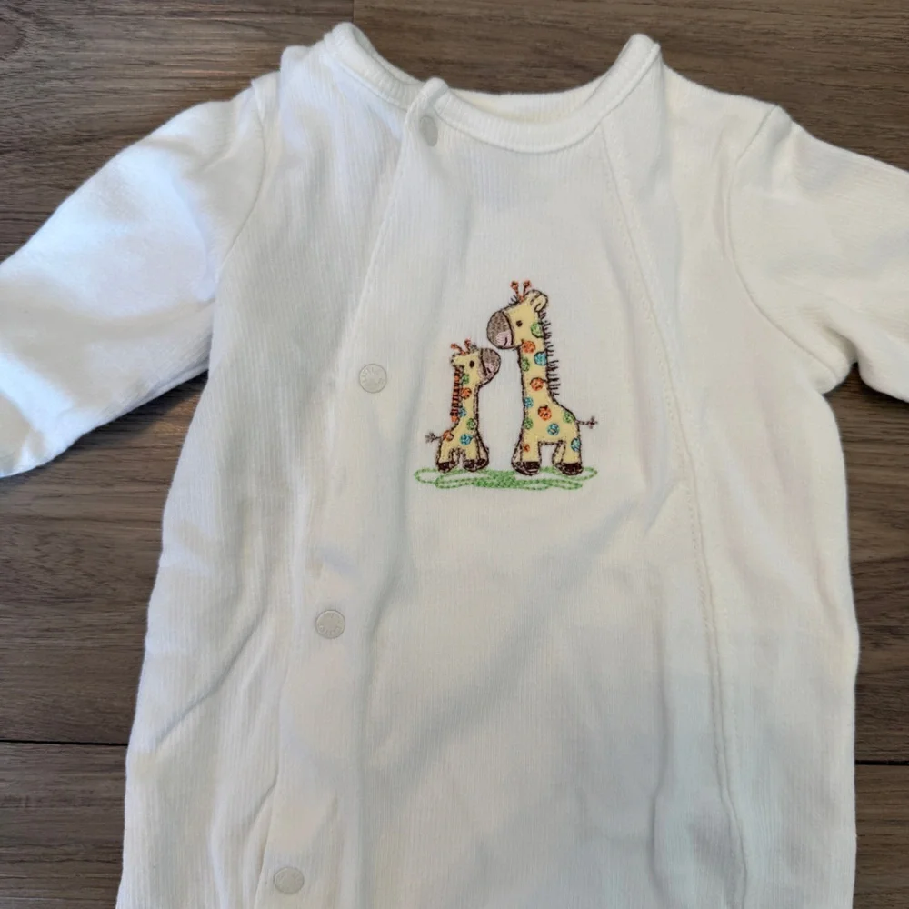 Little Me White Baby One Piece with Giraffe Design size Newborn